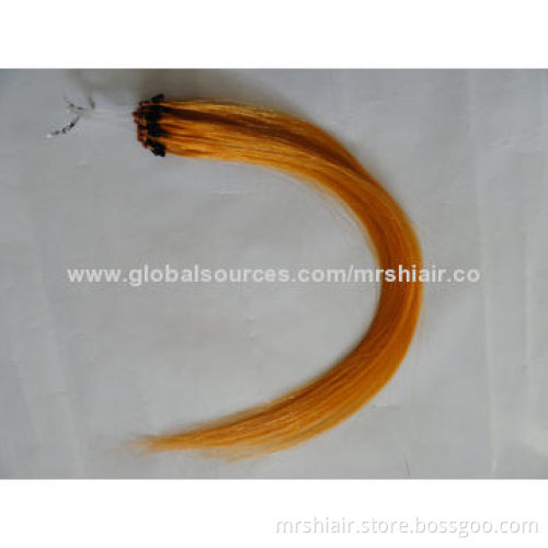 18-inch Orange Color Silk Straight Micro Loop Ring Hair Extensions
